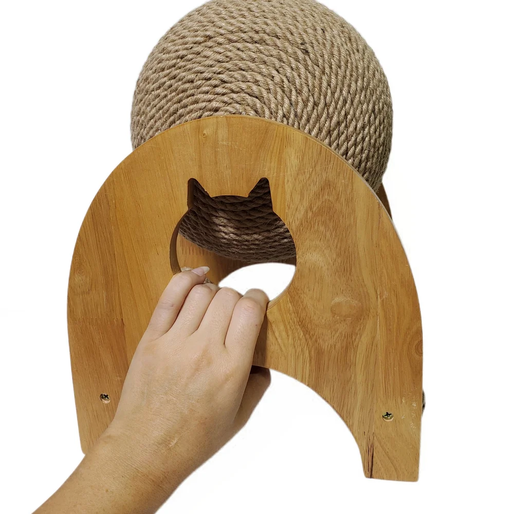 Pets Cat Kitten Home Natural Wood Jute Scratcher Active Ball Animal Pet Toy